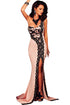 Black Lace One-shoulder Flesh Pink Mermaid Dress